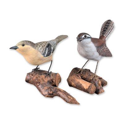 Sale Photo Thumbnail #499: 2pc Hand Painted Wood Bird Figurines