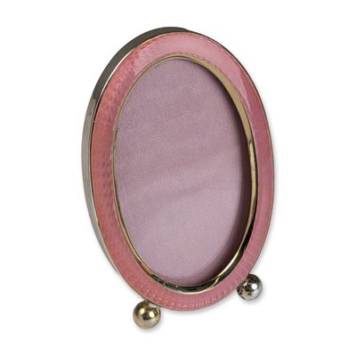 Sale Photo Thumbnail #439: Sterling Silver and Pink Guilloche Enamel Miniature Photo Frame