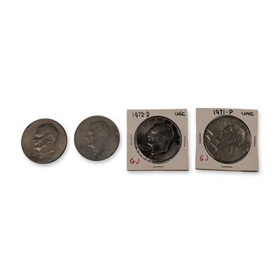 Sale Photo Thumbnail #221: 4pc 1971, 1972 and 1974 US Eisenhower Dollar Copper Nickel Coins