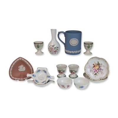 Sale Photo Thumbnail #130: 13pc English and German Porcelain and Jasperware Decorative Objects