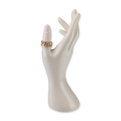 Sale Photo Thumbnail #139: Freida Rothman Gold-Tone Sterling Silver Pave Chain Link Ring