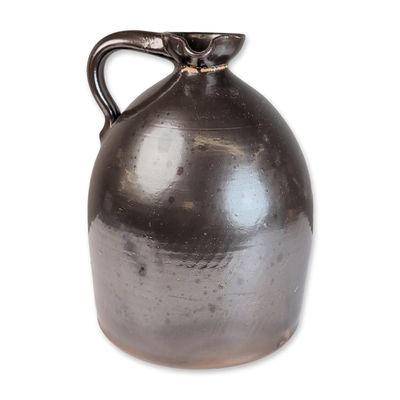 Sale Photo Thumbnail #246: American Albany-Style Slip Glazed Stoneware Pinched Lip Spout Jug
