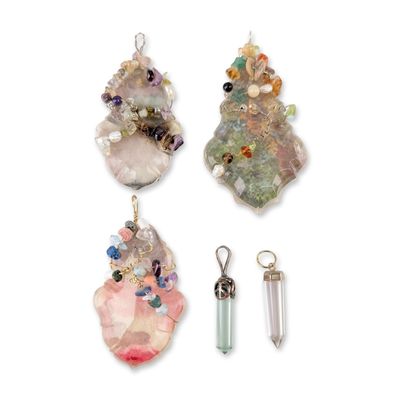 Sale Photo Thumbnail #362: 5pc Artisanal Handcrafted Crystal Pendants