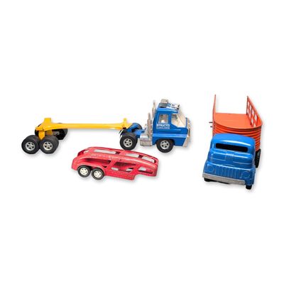 Sale Photo Thumbnail #532: 3pc Vintage Structo by Ertl and Hubley Pressed Steel Toy Trucks