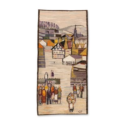 Sale Photo Thumbnail #13: Piotr Grabowski (Poland, b.1968) Hand Woven Wool Tapestry, Village in Winter