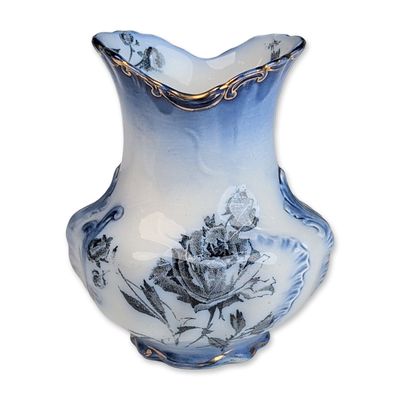 Sale Photo Thumbnail #283: Doulton Burslem Gloire de Dijon Flow Blue Porcelain Vase