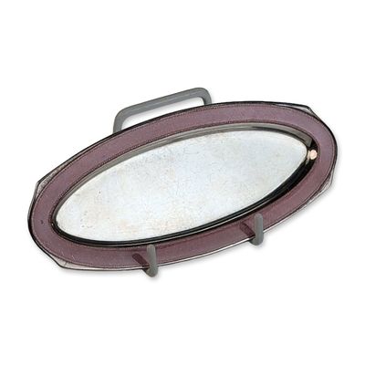 Sale Photo Thumbnail #15: Sterling Silver and Pink Guilloche Enamel Vanity Mirror