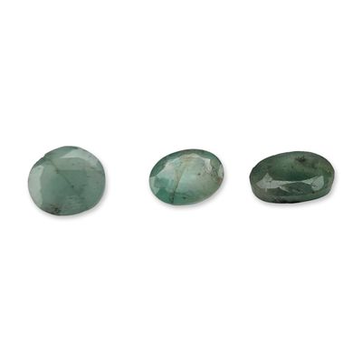 Sale Photo Thumbnail #414: Three Oval Faceted Green Emerald Gemstones