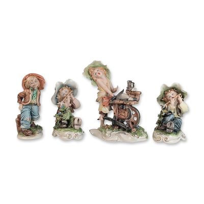 Sale Photo Thumbnail #479: 4pc Tiziano Galli Capodimonte Porcelain Rustic Figurines