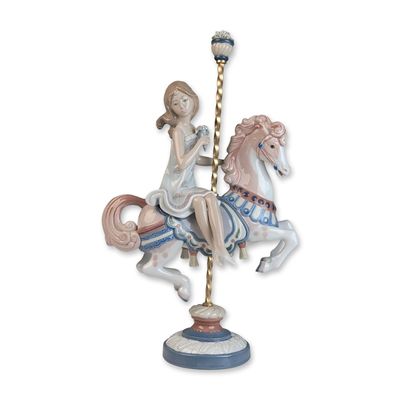 Sale Photo Thumbnail #59: Lladro Porcelain Girl on Carousel Horse Figurine 01001469