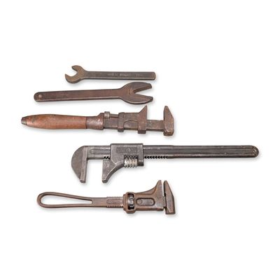 Sale Photo Thumbnail #462: 5pc Antique and Vintage Forged Steel Wrenches