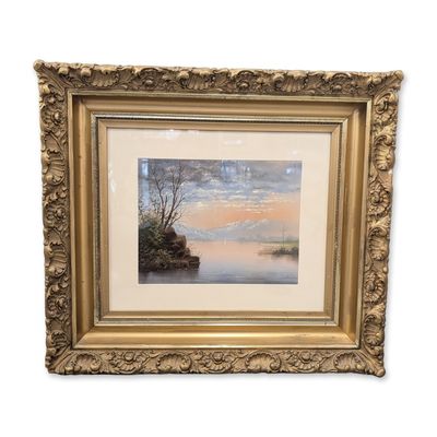 Sale Photo Thumbnail #326: Tonalist Lakeside Landscape, Pastel on Paper, Signed