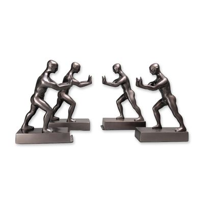 Sale Photo Thumbnail #645: 4pc Restoration Hardware Set of Four Athletic Man Metal Bookends