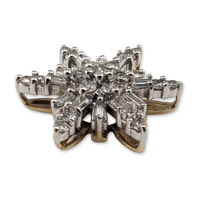 Sale Photo Thumbnail #135: 14K Two Tone Gold Diamond Snowflake Pendant