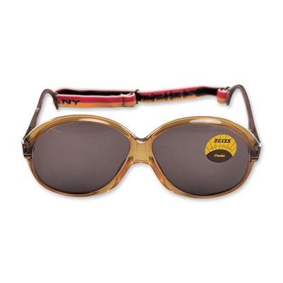 Sale Photo Thumbnail #202: Zeiss West Germany Translucent Amber Acetate Oversized Sunglasses with Sports Strap