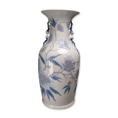 Sale Photo Thumbnail #63: Lladro Porcelain Peony and Butterfly Baluster Figurine Vase