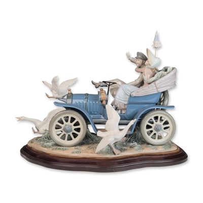 Sale Photo Thumbnail #51: Lladro Limited Edition Porcelain Figurine, Car in Trouble 01001375 with Base