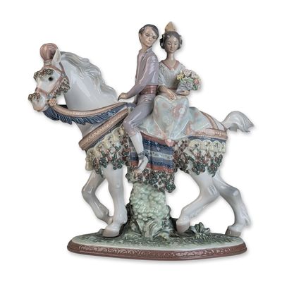 Sale Photo Thumbnail #52: Lladro Limited Edition Porcelain Figurine, Valencian Couple on Horse 01001472