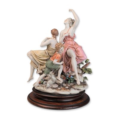 Sale Photo Thumbnail #482: Triade Luigi Giorgio Benacchio Neoclassical Porcelain Multi-Figure Pastoral Figurine