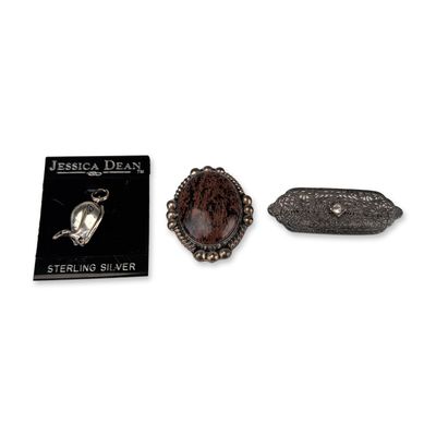 Sale Photo Thumbnail #355: 3pc Sterling Silver Jewelry Brooch Pins/Pendant, and Charm