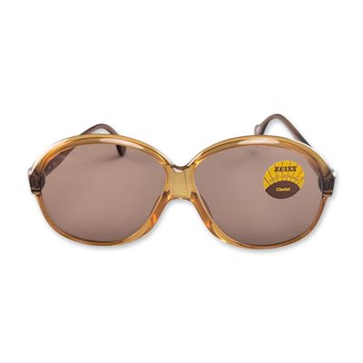 Sale Photo Thumbnail #198: Carl Zeiss West Germany Translucent Amber Oversized Sunglasses w/ Adjustable Band
