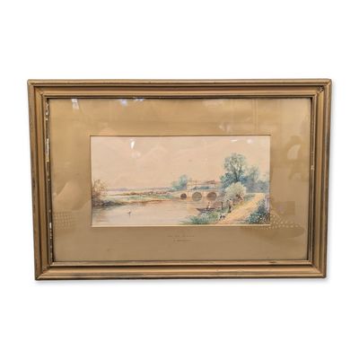 Sale Photo Thumbnail #331: Norman Bradley (British, 19th-20th century) Watercolor Landscape, On the Temme
