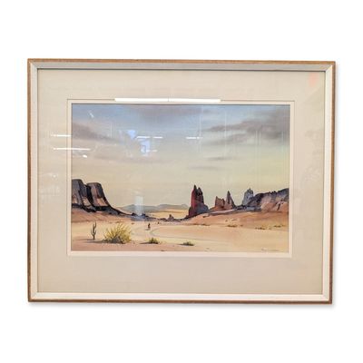 Sale Photo Thumbnail #329: Floyd D. Hopper (American, 1909-1984) Watercolor on Paper, Southwestern Landscape, Signed