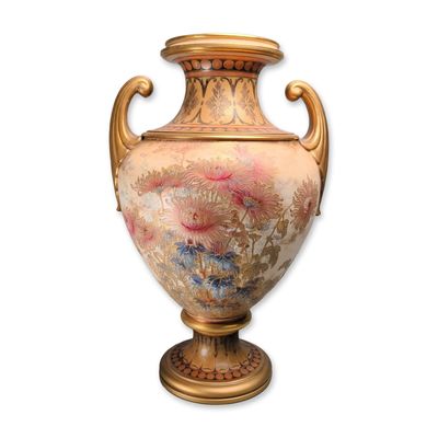 Sale Photo Thumbnail #12: Doulton Burslem Large Blush Ivory Porcelain Pedestal Urn