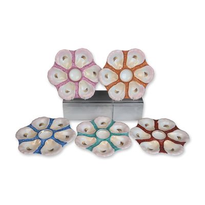 Sale Photo Thumbnail #14: 5pc Scrolled Porcelain Oyster Plates