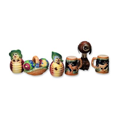Sale Photo Thumbnail #460: 6pc Collection of Vintage Mid-Century Ceramic and Turned Wood Shakers