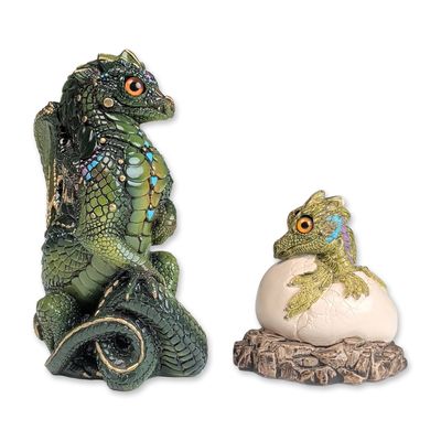 Sale Photo Thumbnail #622: 2pc Windstone Editions Melody Pena Cast Mineral Stone Dragon Figurines