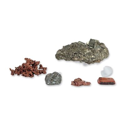 Sale Photo Thumbnail #454: 6pc Assortment of Native Copper and Pyrite Specimens