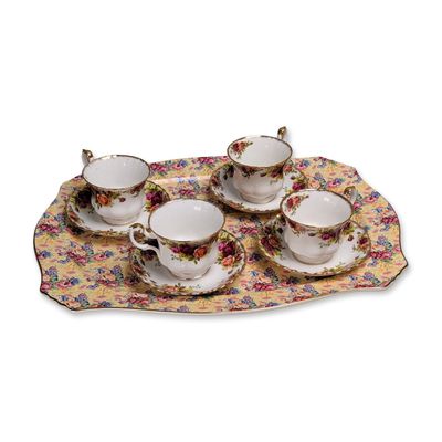 Sale Photo Thumbnail #472: 9pc Royal Albert and Royal Winton Ceramic Tea Service