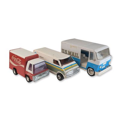 Sale Photo Thumbnail #531: 3pc Buddy L and ERTL Pressed Steel Utility Vans