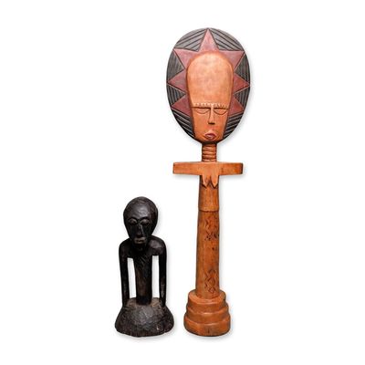 Sale Photo Thumbnail #500: 2pc West African Carved Wood Figurines