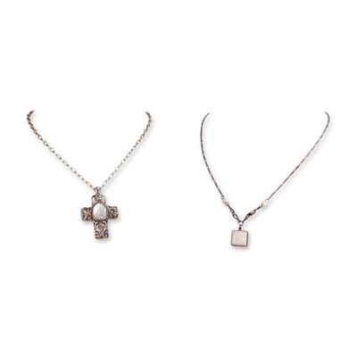 Sale Photo Thumbnail #354: 2pc Sterling Silver Pendant Necklaces with White Shell Accents