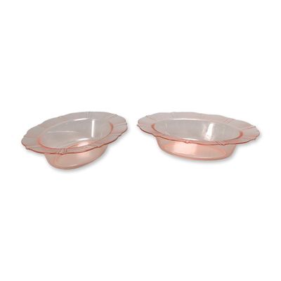 Sale Photo Thumbnail #452: 2pc Pink Depression Glass Oval Serving Bowls