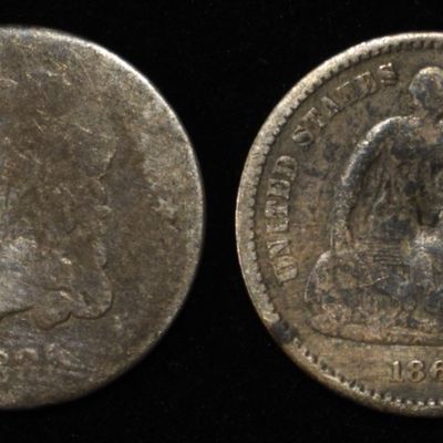 Sale Photo Thumbnail #44: 1835 CAPPED BUST & 1861 LIBERTY SEATED HALF DIMES