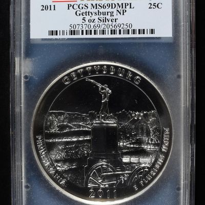 Sale Photo Thumbnail #419: 2011 GETTYSBURG 5 OZ SILVER PCGS MS69DMPL