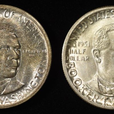 Sale Photo Thumbnail #133: 1951 & 1946 50C COMMEM BROOKER T WASHINGTON