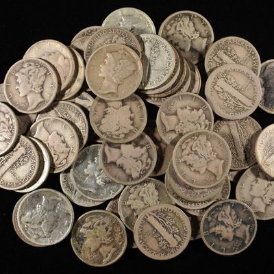 Sale Photo Thumbnail #357: (50) MERCURY DIMES