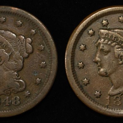 Sale Photo Thumbnail #31: 1847 & 1848 BRAIDED HAIR LARGE CENTS