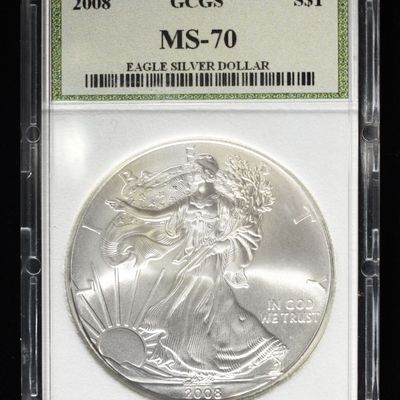 Sale Photo Thumbnail #128: 2008 AMERICAN SILVER EAGLE GCGS PERFECT GEM BU