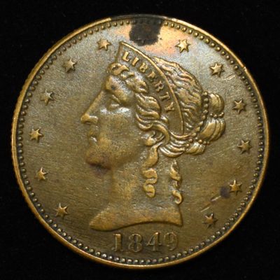 Sale Photo Thumbnail #32: 1849 CALIFORNIA COUNTER GOLD MINER COIN