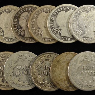Sale Photo Thumbnail #50: (10) BARBER DIMES