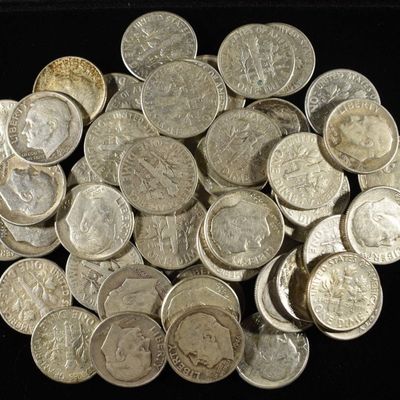 Sale Photo Thumbnail #358: (50) ROOSEVELT DIMES 90% SILVER
