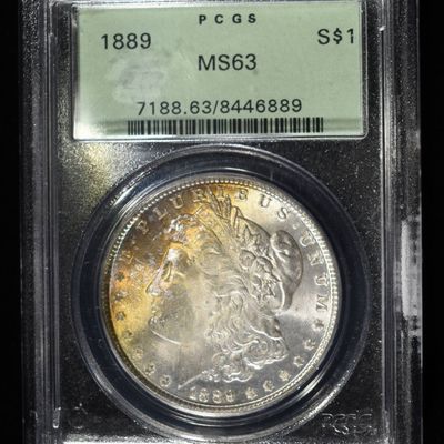 Sale Photo Thumbnail #256: 1889 MORGAN DOLLAR PCGS MS-63 OLD GREEN HOLDER