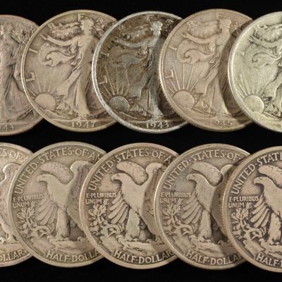 Sale Photo Thumbnail #152: (10) WALKING LIBERTY HALF DOLLARS