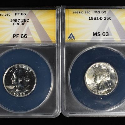Sale Photo Thumbnail #214: (4) GRADED WASHINGTON QUARTERS