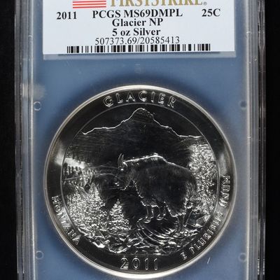Sale Photo Thumbnail #420: 2011 GLACIER 5 OZ SILVER PCGS MS69DMPL